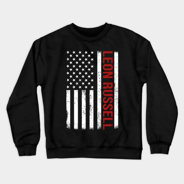 Graphic Leon Russell Proud Name US American Flag Birthday Gift Crewneck Sweatshirt by Intercrossed Animal 